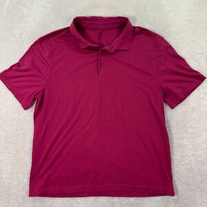 Lululemon Mens Polo Shirt Athletic Fit Red Short Sleeve Casual Mens Small EUC